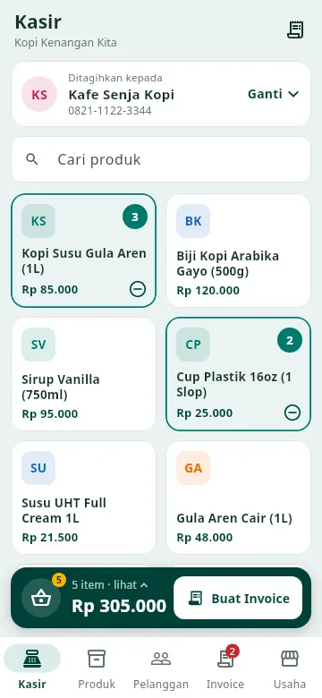 Layar kasir